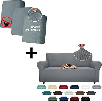 ZNSAYOTX Super Stretch Couch Cover + Individual Cushion Covers Sofa Cushion Couch Seat Covers Slipcovers Soft Replacement Unique Pattern Furniture Protector with Elastic Bottom