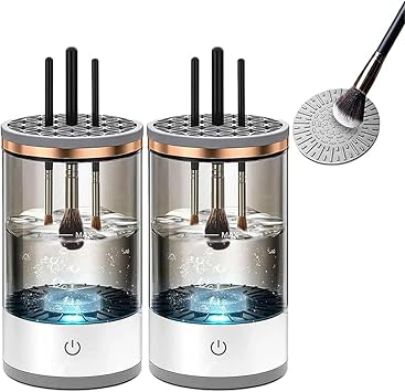 Brushly Pro Cosmetic Brush Cleaner, Makeup Brush Cleaner, Electric Makeup Brush Cleaner Machine, Automatic Spinning Makeup Brush Cleaner Fit Makeup Brush,Black,2PC