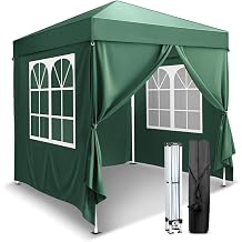Pop Up Canopy Tent with Sidewalls, 6.5 x 6.5ft. Instant Tent, Portable Sun Shelf for Parties, Marketing Events, Easy Setup with 2 Doors 2 Windows Green