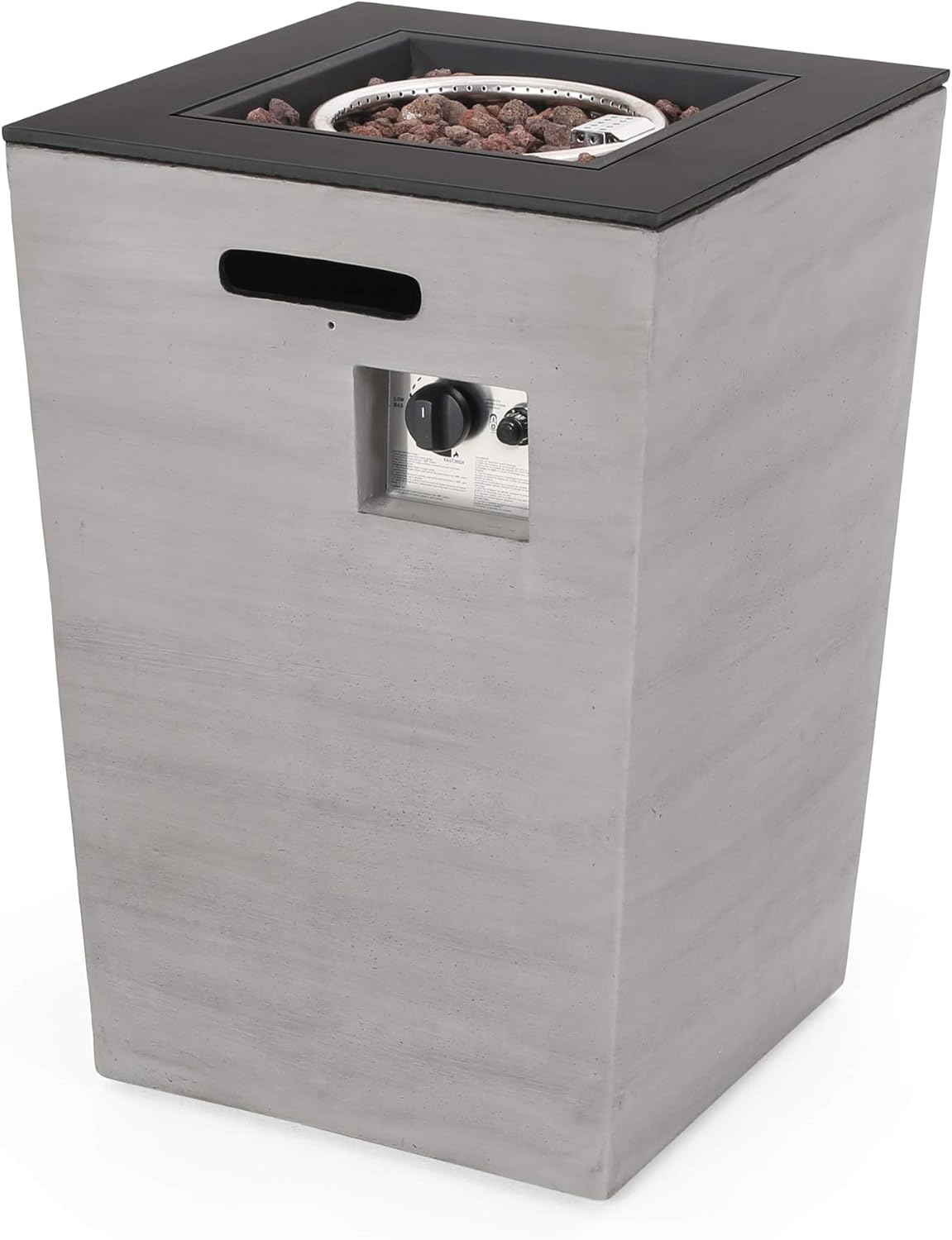 Outdoor Modern 19.5-Inch Fire Column, Dark Gray and Gloss Black