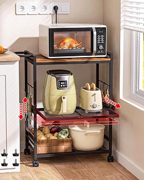 Feyejade 3-Tier Rolling Kitchen Cart with Storage, Compact Metal Island