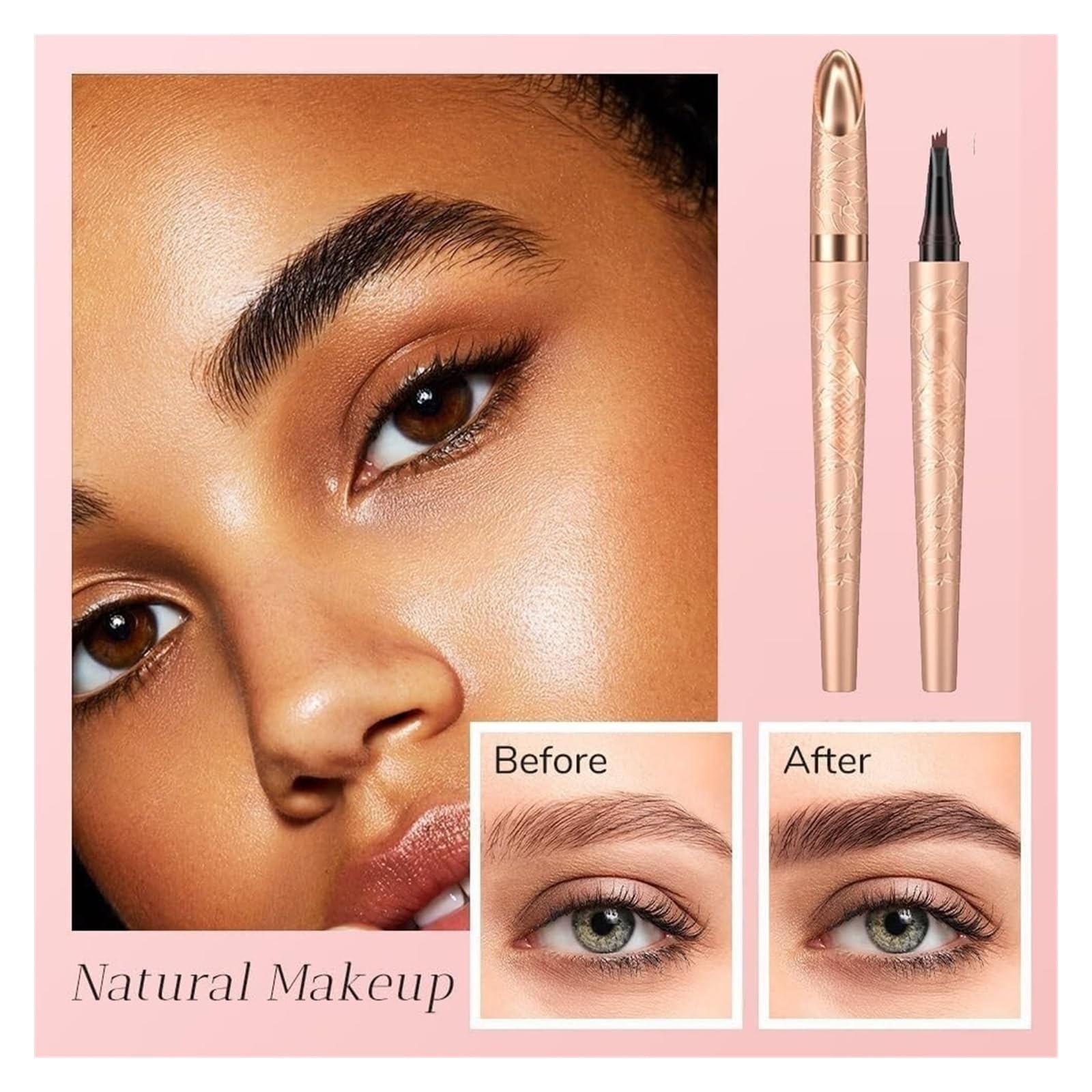 Microblading-Augenbrauenstift, 3D-wasserdichter Premium-Augenbrauenstift mit 4 Spitzen, lang anhaltendes, natürliches, magisches Augenbrauen-Make-up, feiner Konturenstift(All-4Pcs)