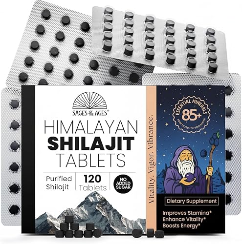 Himalayan Shilajit Tablets Extracto puro del Himalaya de grado dorado 200 mg cada uno, 120 unidades Ácido fúlvico orgánico, probado en
