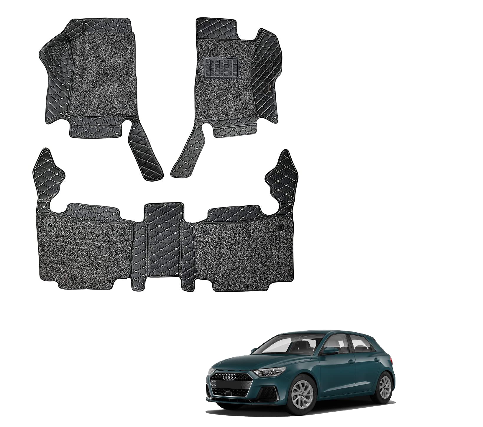 Auto Addict 7D Mats Car Foot Mat Black Custom Fitted Luxury Leather Water Proof and 100% Washable for A1