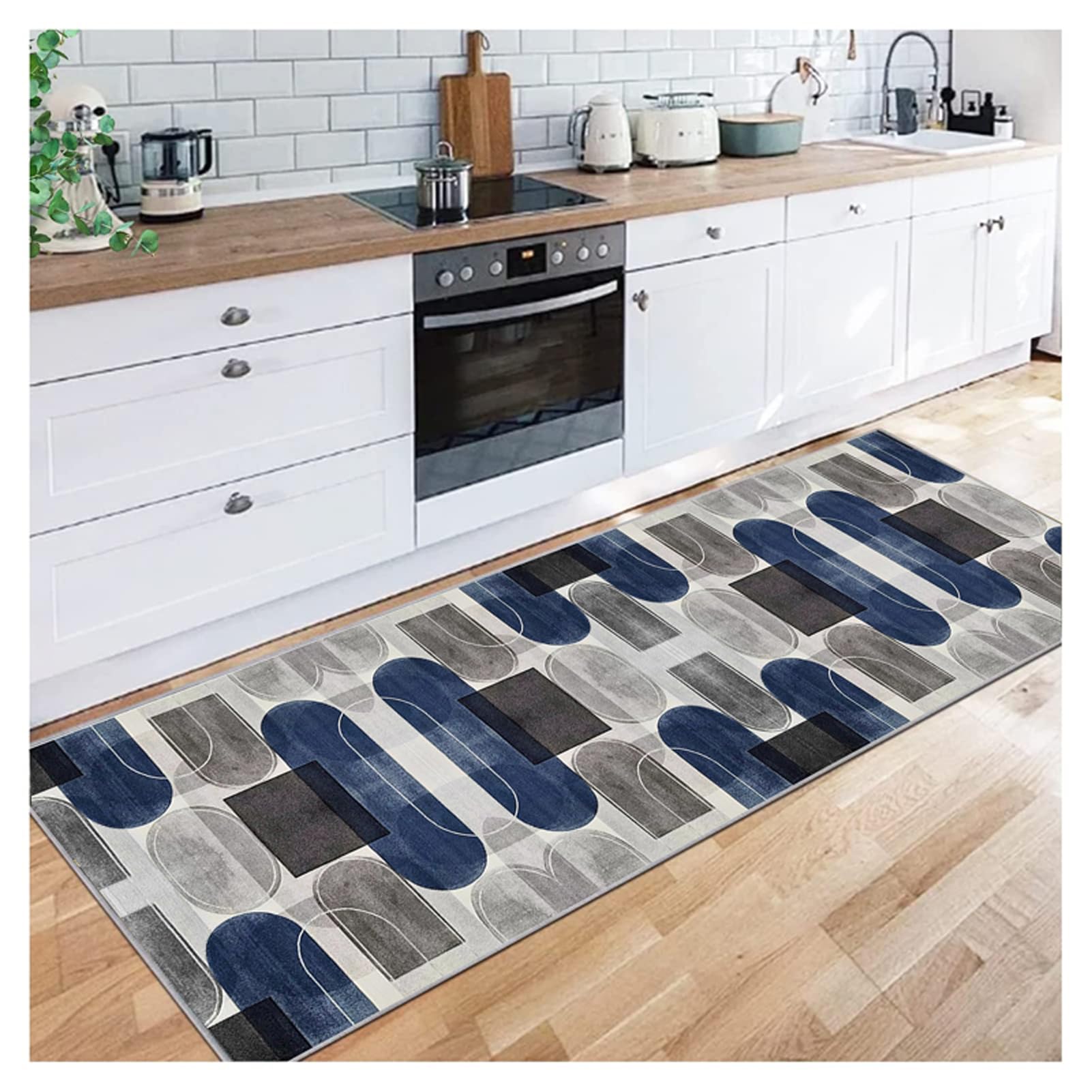 Siunwdiy Hall Runners Non Slip Carpet,Navy Gray Extra Hallway long runner rugs 40X80CM for hallway Corridor Living Room Kitchen/Hallway/Bedroom Entryway Staircase, Cuttable Washable