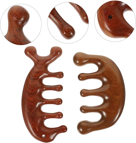 Miniatura 2 de Peine de dientes anchos para cabello rizado, peine de dientes anchos, desenredante, peine decorativo de madera, peine de masaje, peine de madera