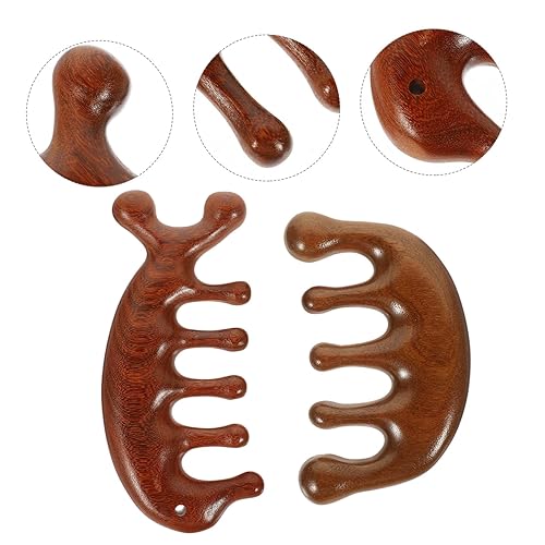 Miniatura 2 de Peine de madera 2 piezas de dientes anchos para cabello rizado, peine de dientes anchos para el cuero cabelludo de las mujeres, peine de dientes