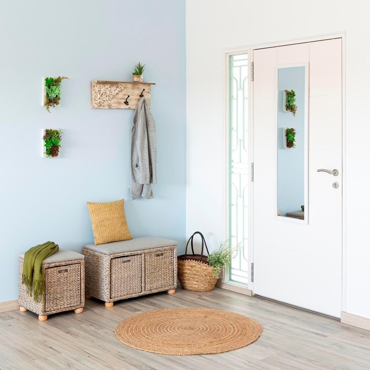 LOLAhome - Espejo de Plástico Blanco de Cuerpo Entero de 35x125 cm para Pared o Puerta - Espejo de Dormitorio Rectangular y Moderno - Ideal para Vestidor y Pasillo