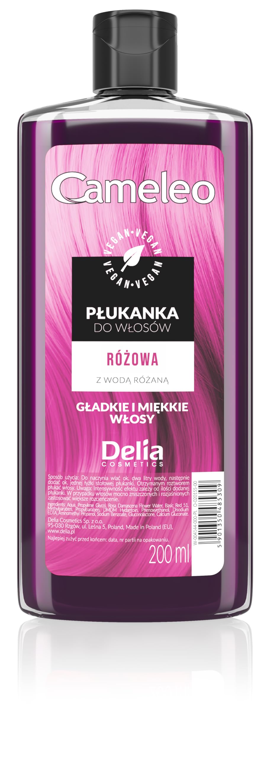 Cameleo - Pink Hair Toner with Rose Water, NO Yellow Shades, Tones, Semi Permanent Hair Dye - Blonde, Grey Hair - Colour & Care - Paraben Free | 200ml