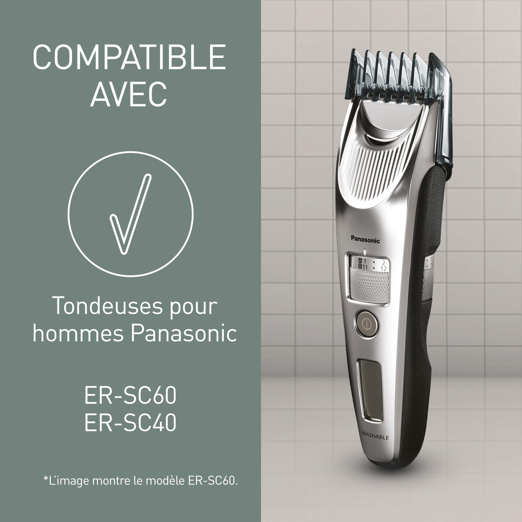Panasonic WER9521Y1361 Lame de Rechange pour Tondeuse à Cheveux ER-SC60 et ER-SC40, Acier Inoxydable Japonais, Tondeuses à Cheveux