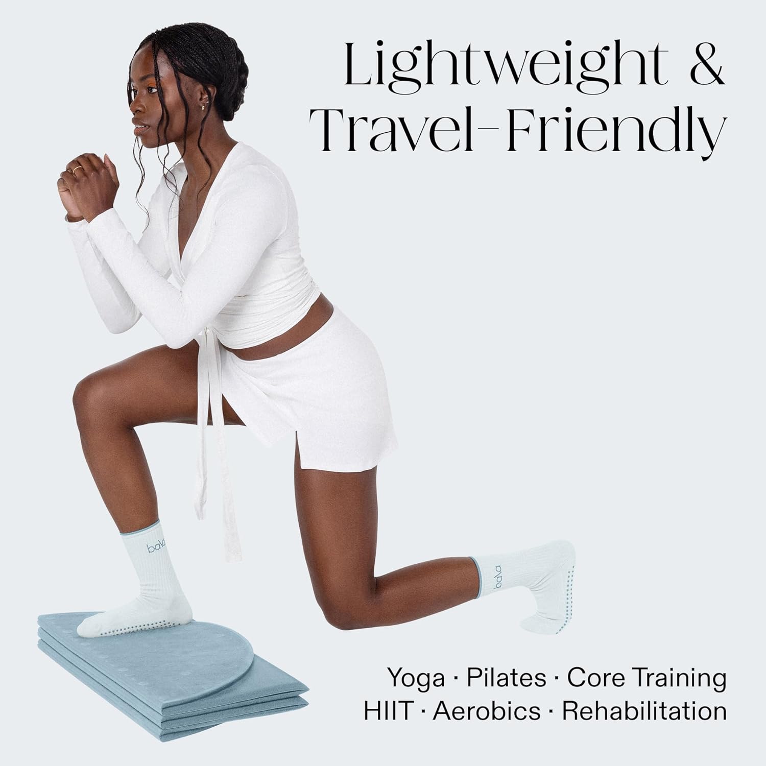 Bala Compact Workout Mat for Gym - 12MM Thick Slip-Resistant & Sweat Absorbing Yoga Mat for Pilates, Core Training & Exercise - Home Fitness Essentials for Women & Men - Travel-Friendly