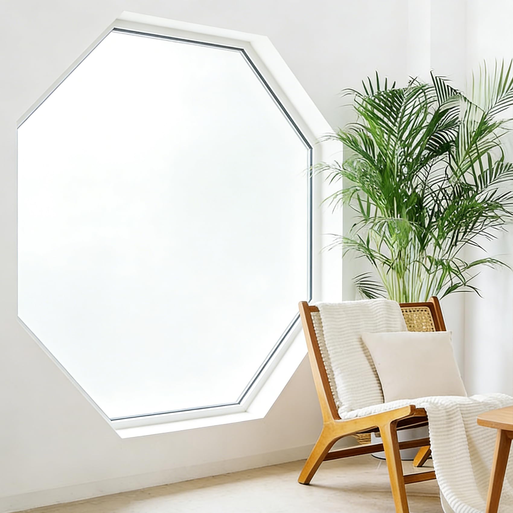 Film Opaque pour Fenetre 65 x 250 cm, Teinte Réfléchissante, sans Colle, Statique Opacifiant, Autoadhésif, Fenêtre Film Décoratif Rayures, avec Outil, pour Salle Bain, Blanc Mat