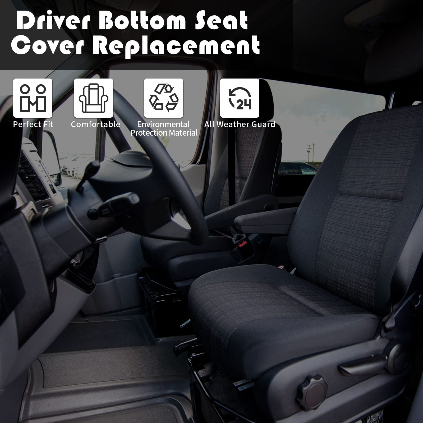 ConBlom Fahrersitz Autositzbezug kompatibel mit Mercedes Sprinter 2014-2018 Tailored Heavy Duty wasserdicht Sitzbezüge