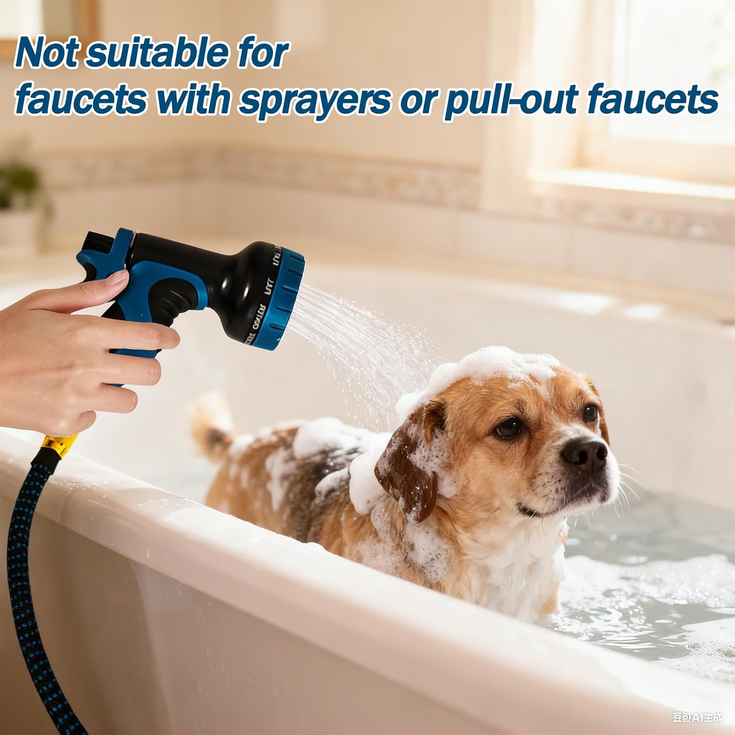 Indoor Sink Hose Attachment for Faucet - (25 FT) Faucet Hose with 7 Adapters for Kitchen Sink Bathroom Sink Faucet, Watering Houseplants, Washing Pets, Household Cleaning, Car Washing