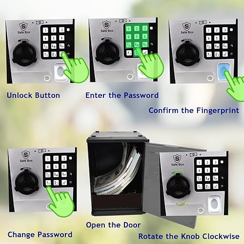 Miniatura 2 de Litpggy Kids Safe Bank with Fingerprint Password Talking ATM Piggy Bank for Real Money Toy Gift for 5-14 Years Old Boys Girls SilverBlack