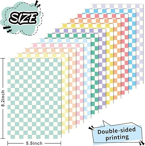 Miniatura 2 de 60 hojas de papel de manualidades de tablero de ajedrez pastel para hacer tarjetas, decoración de álbumes de fotos, 5.5 x 8.3 pulgadas