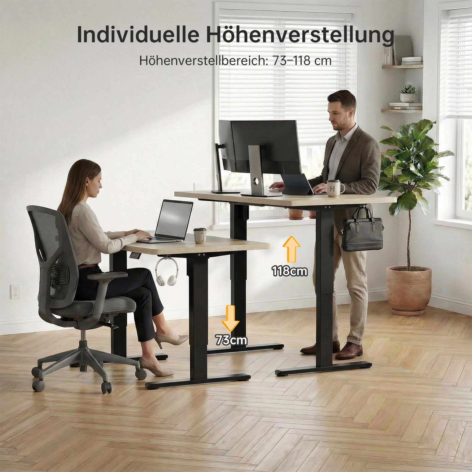 JUMMICO Höhenverstellbarer Schreibtisch Gestell, Stabiler Tischgestell, Elektrisch Höhenverstellbare Tischbeine, Steh-Sitz Bürotisch, Stehpult, Standing Desk mit 2 Memory-Funktion Schwarz