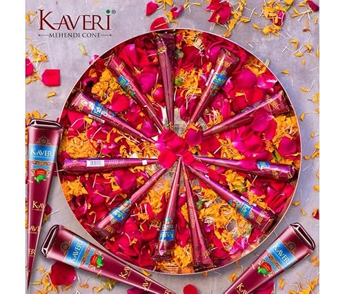 Kaveri - 6 coni di henné naturale marrone scuro