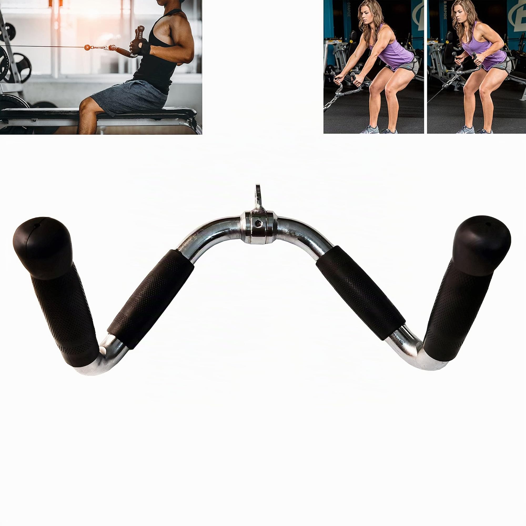 Barre d'haltères multi-exercices pour machines à câble, barre de traction latte, accessoires de machine à câble, barre de presse triceps, barre de traction droite tournante avec poignées rotatives et