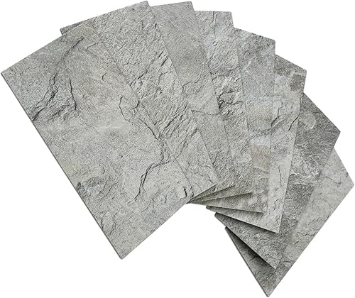 AULIGET 100 azulejos de pared de pizarra oscura para despegar y pegar, 3 x 6 pulgadas, azulejos de piedra sintética de PVC para cocina, baño,