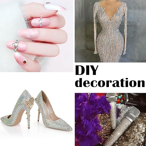 Miniatura 6 de 3820 diamantes de imitación para arte de uñas, cristales de cristal de 6 tamaños (ss6-ss30), gemas para uñas con parte trasera plana para