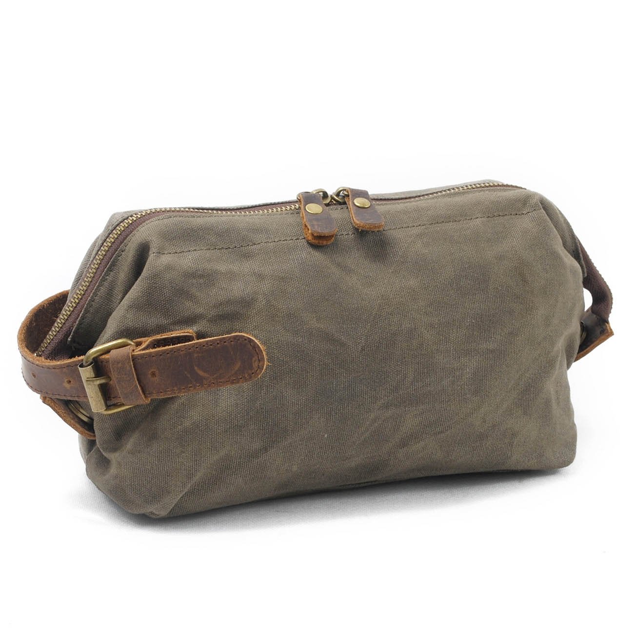 Neuleben Borsa da toilette impermeabile vintage in pelle per donne e uomini Borsa da toilette per viaggi vacanze