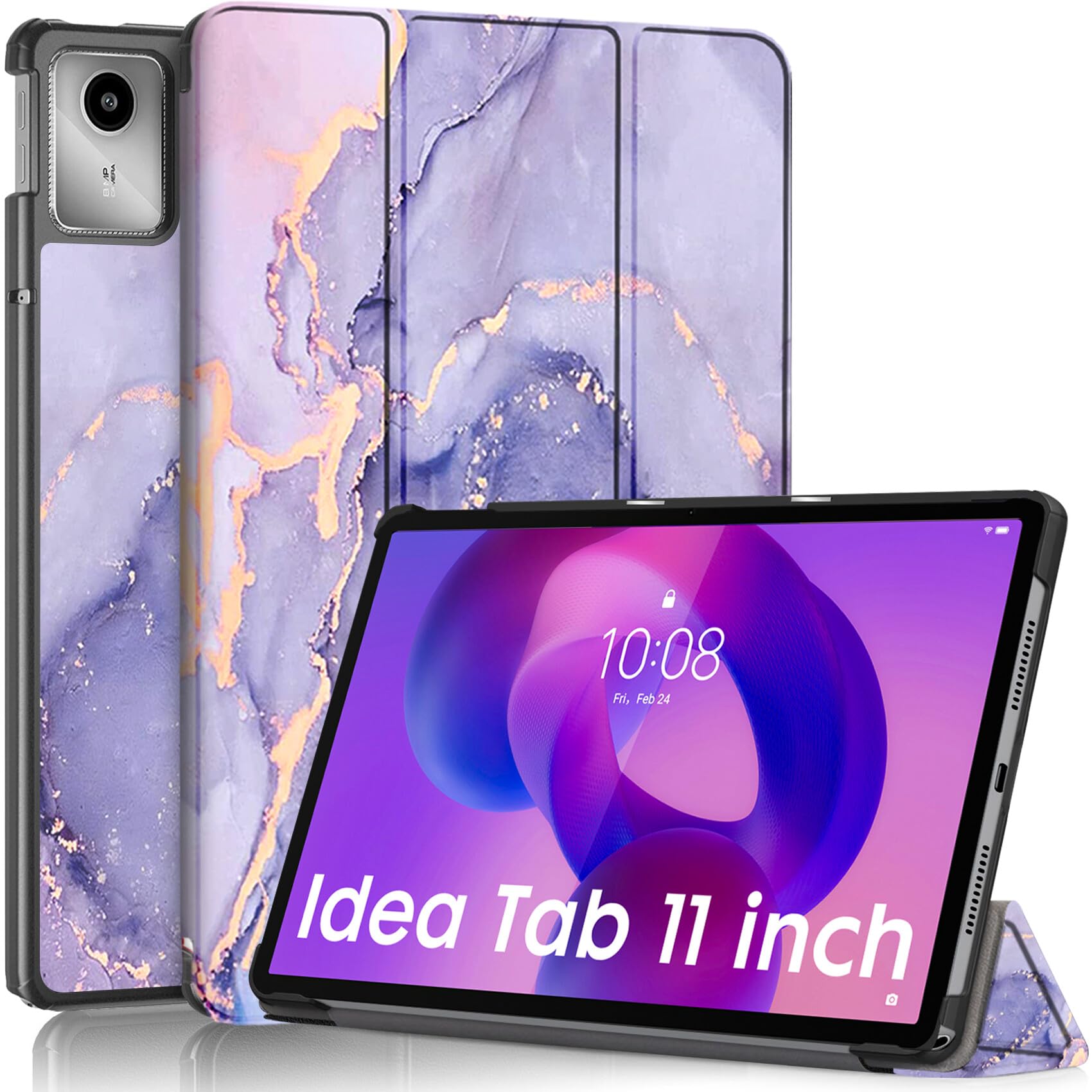 Robustrion Cover for Lenovo Idea Tab 11 inch Cover Case, Trifold Flip Cover Case for Lenovo Idea Tab Cover 11" Tablet [Auto Sleep Wake Support] - Marble Lilac-image-16