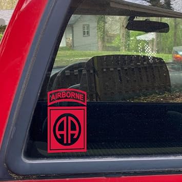 82nd Airborne Division Patch Vinyl Decal Sticker 3.5x5.5 Red