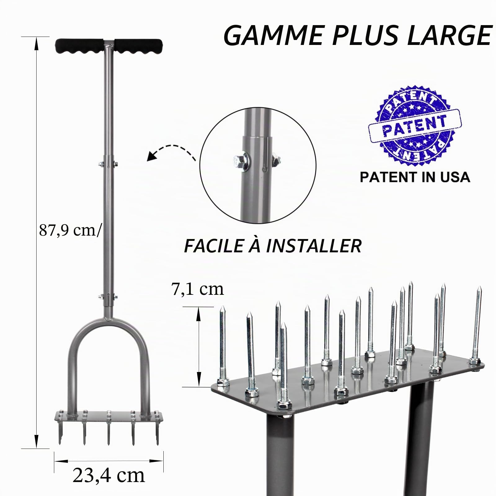 Walensee Aérateur de pelouse en métal Manuel pour déchaumer la pelouse avec 15 Pointes en Fer, Outils d'aérateur d'herbe pré-assemblés pour Cour, aération de pelouse, Outil de Jardin, ravive la santé