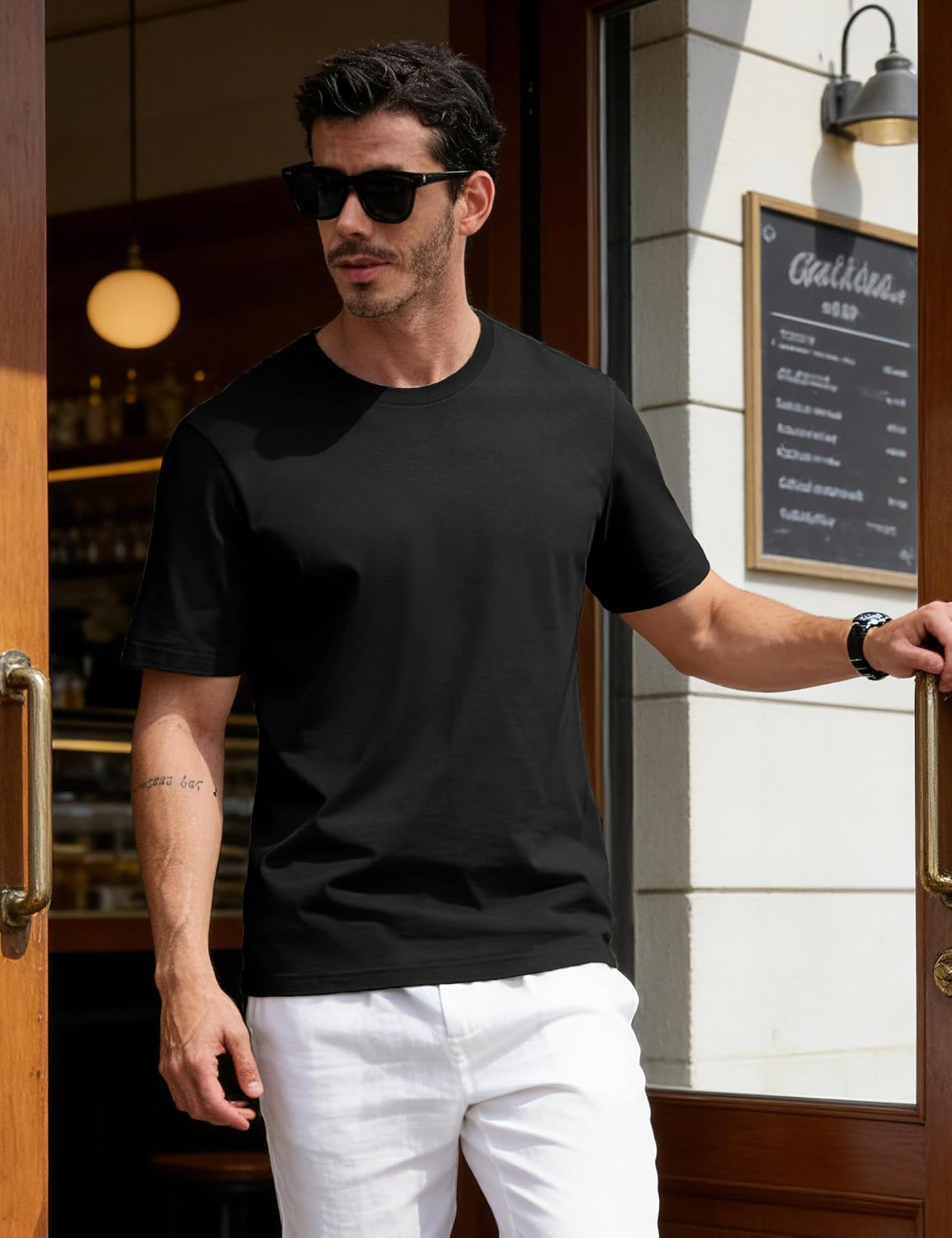 EKLENTSON Men's Cotton Crewneck T-Shirts Short Sleeve Plain Tee Moisture Wicking Casual Tshirts Solid Color