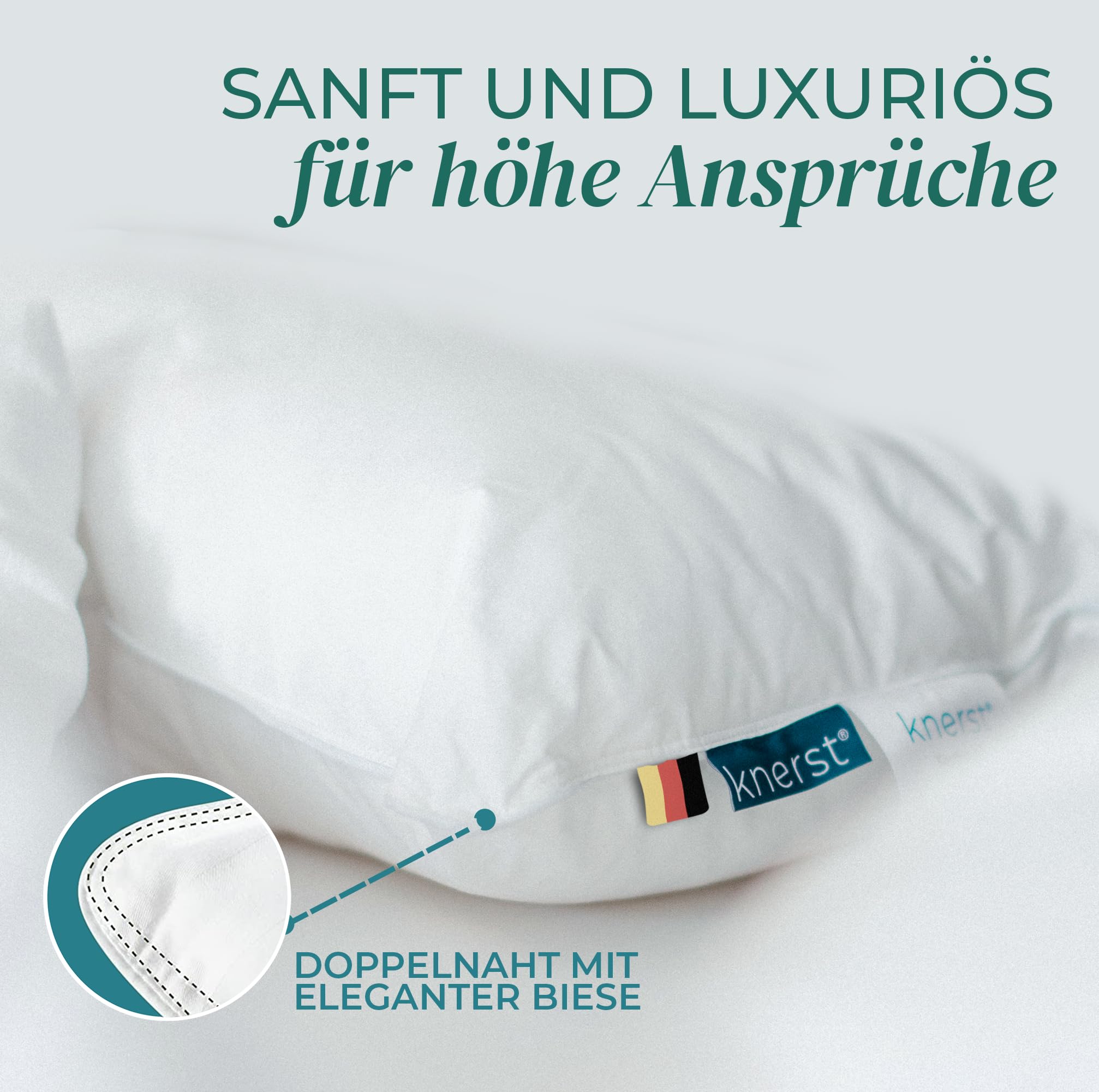 KNERST Daunenkissen 80x80 cm 3-Kammer ÖKO-TEX Kopfkissen Hotelqualität