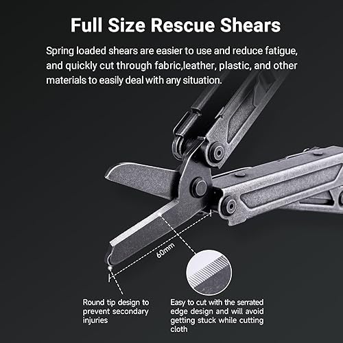 Miniatura 4 de PIONEER - Juego de herramientas multiherramientas 14 en 1 con aguja de tijera, alicates de nariz, tijeras de trauma, clip de bolsillo,