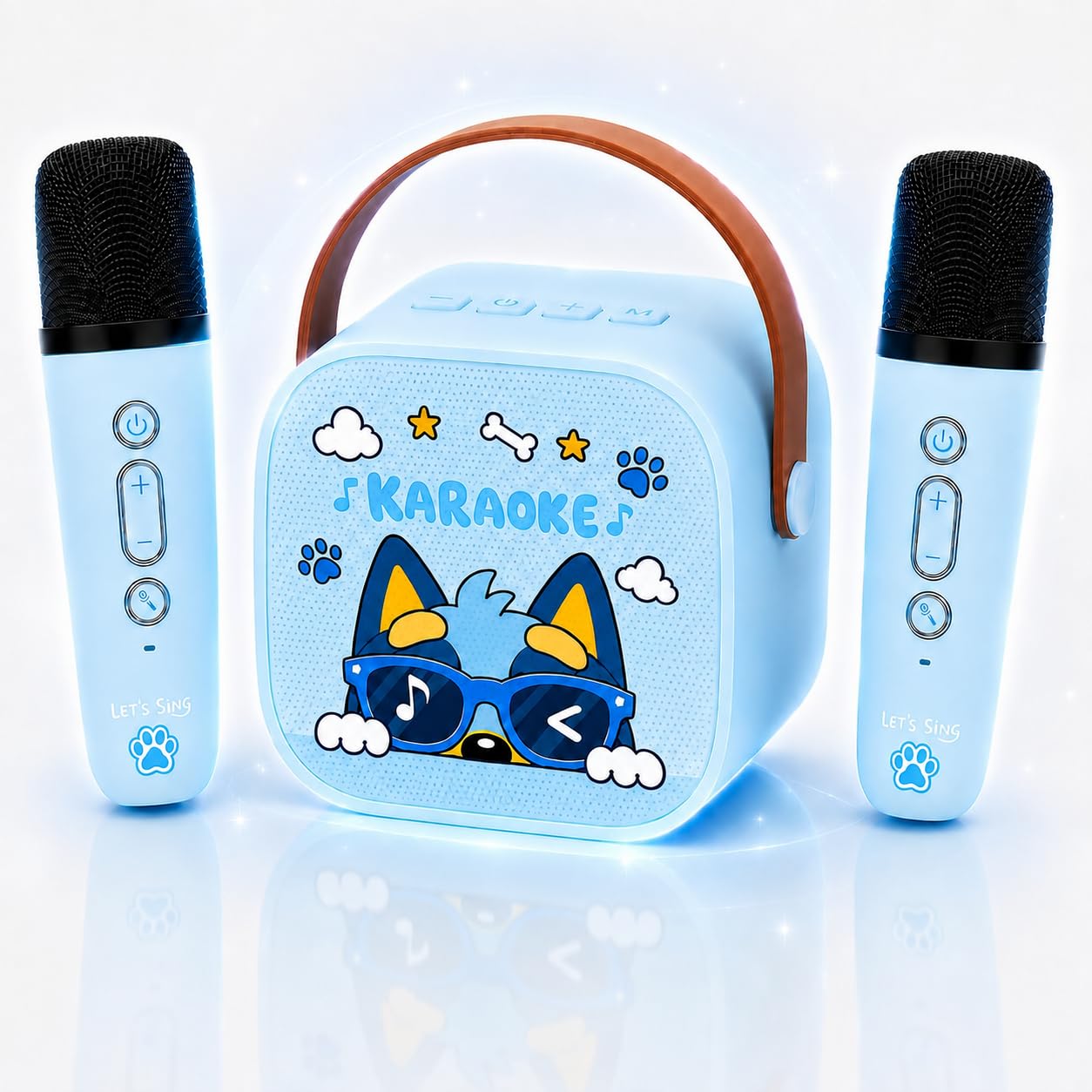 Kids Karaoke Machine with 2 Wireless Microphones, Portable Bluetooth Speaker Toy, Mini Karaoke Machine for Girls Boys Ages 3 4 5 6 7 8-12,Birthday Gift for Kids Boys Girls Age 3-10,Blue