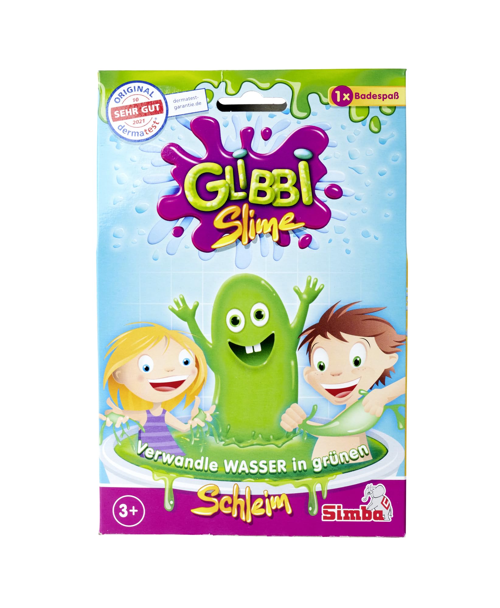 Simba Glibbi Slime grün – Glibber Badewannenspielzeug für Kinder, ungiftig und hautfreundlich, Glibberspaß für Badewanne und Planschbecken, Schleimpulver für Jungen und Mädchen ab 3 Jahren