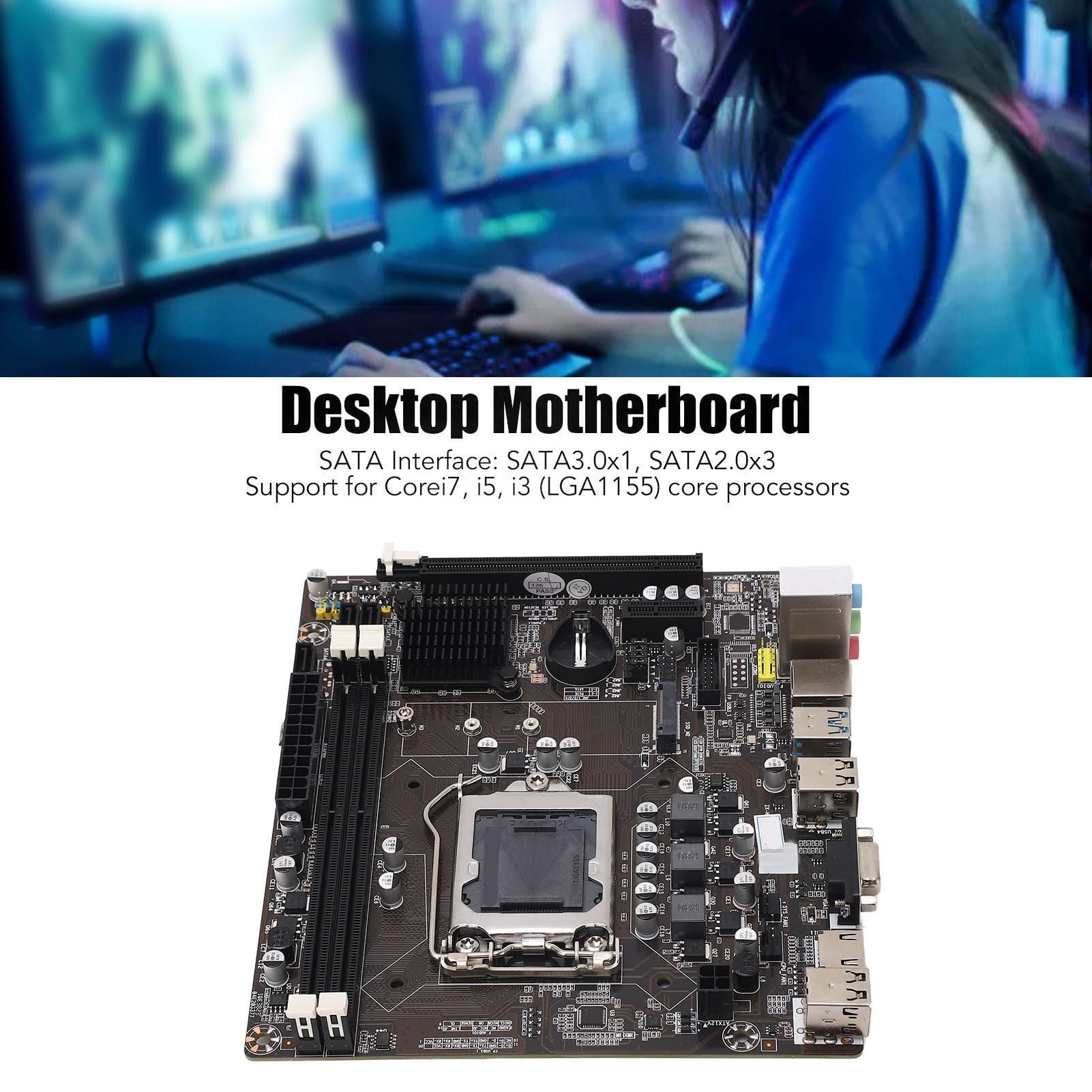 Gamingowa Płyta Główna DDR3, Komputerowa Płyta Główna do Procesorów Corei7, I5, I3 (LGA1155) 2 Interfejs Sieciowy DDR3 100M