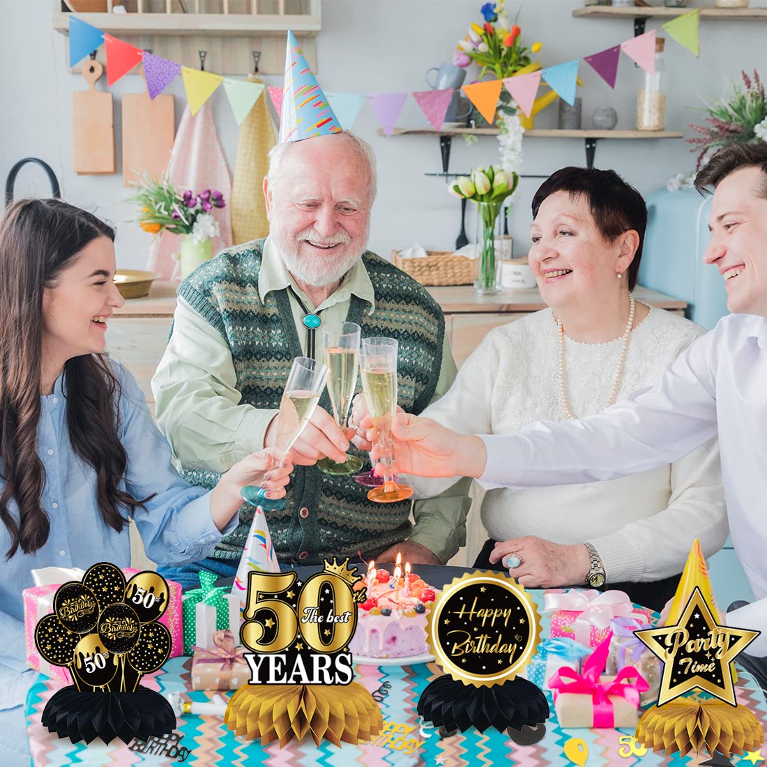 Tafeldecoratie 50 jaar goudkleurig - Alles voor een 50 jaar verjaardag