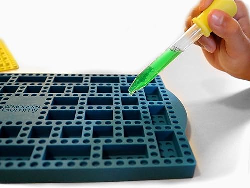 Miniatura 4 de Bandeja de bloque apilable de silicona con cuentagotas de The Modern Gummy; Úsala para dar forma a gelatina, chocolate, hielo, aperitivos de frutas,