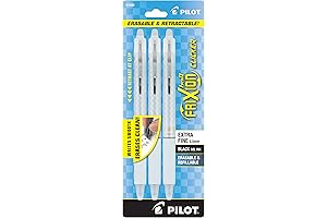 FriXion Clicker Retractable Erasable Gel Pens. Fine Point - Black Color, 3-Pack