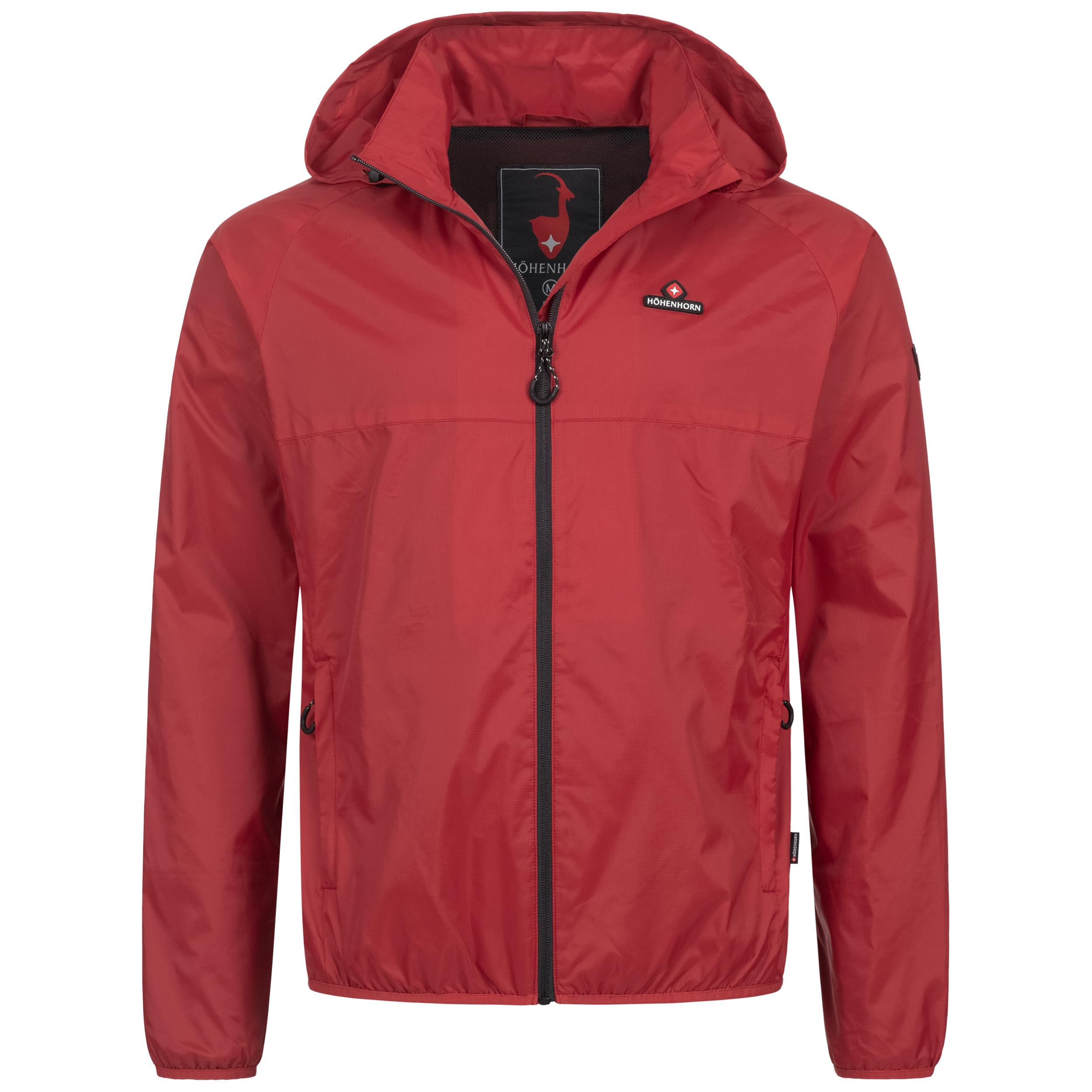 Höhenhorn Men's Red Rigi Rain Jacket Outdoor Rain Leisure Jacket Hood Rain Jacket, L