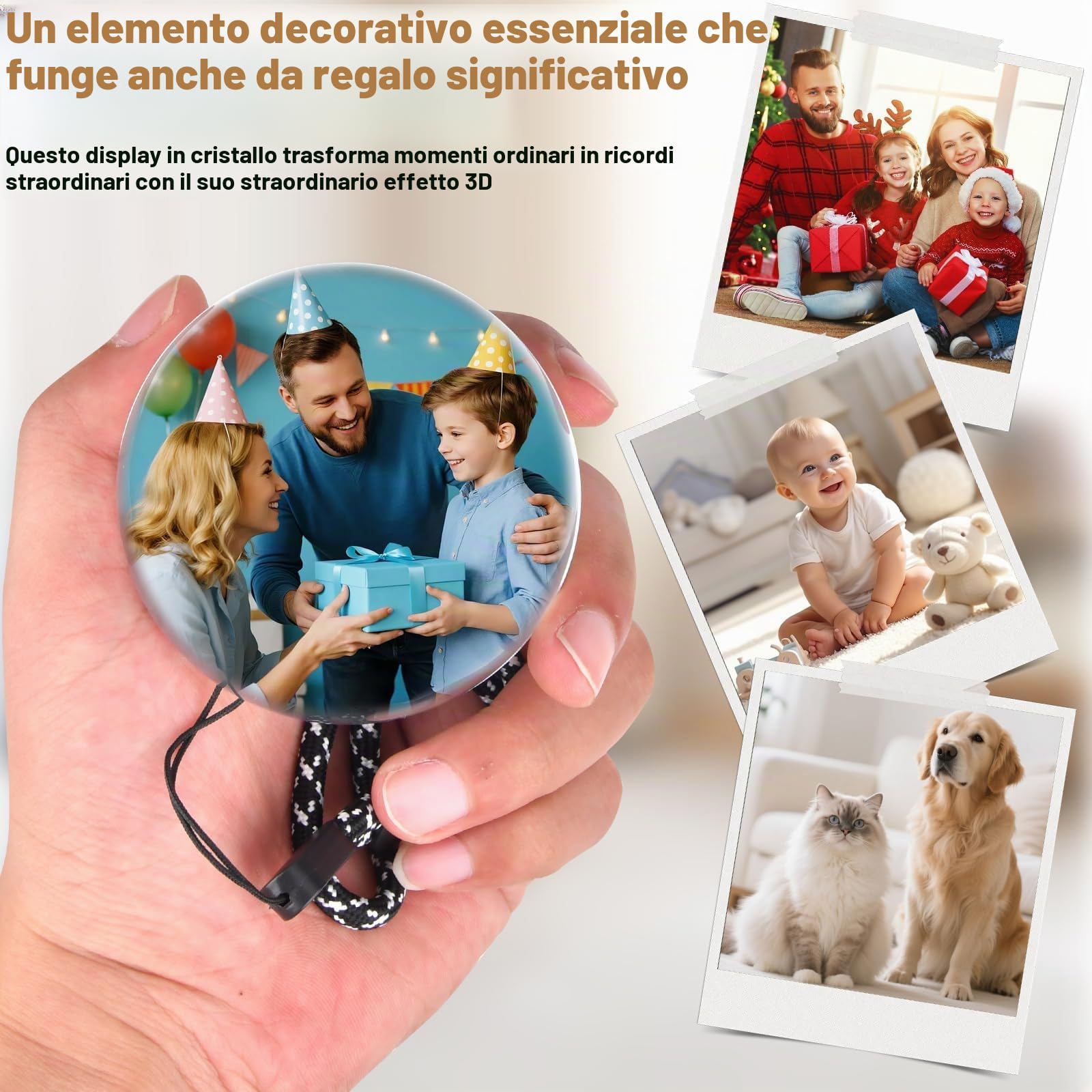Lettore Video Crystal Ball con Wi-Fi, Sfera di Memoria 3D, per Foto e Video Personalizzati, Gadget per Matrimoni, Compleanni, Anniversari e Occasioni Speciali (A)