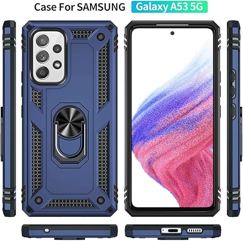 Miniatura 3 de Funda para Samsung A53 5G, Galaxy A53 5G con protector de pantalla HD, grado militar de 16 pies probada en caídas, anillo protector a prueba de