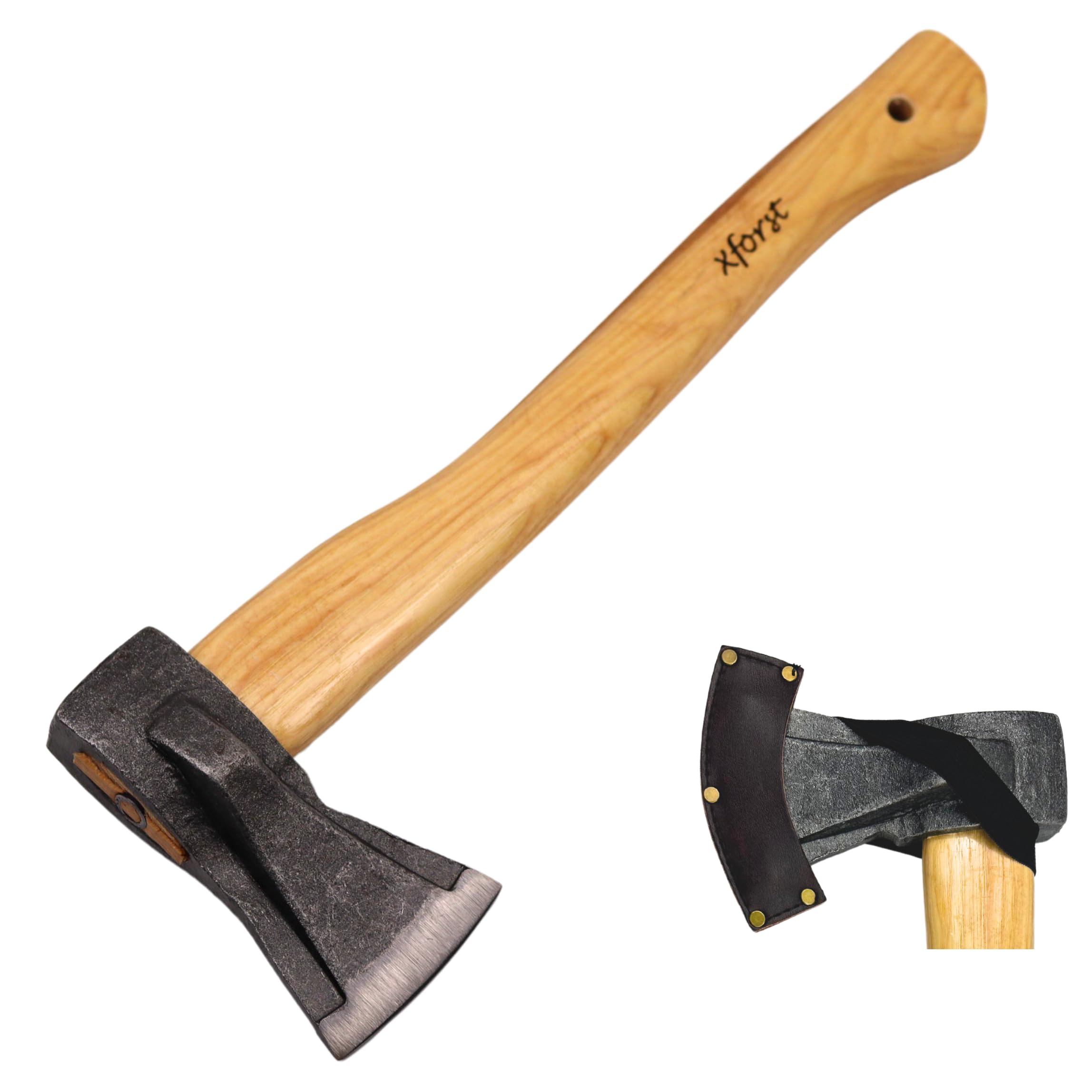 Hacha Xforst de Mano Con Mango de Madera y Hoja de Acero Al Carbono - Universal para Camping y Estilo Vikingo