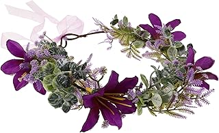 FOMIYES Children's Garland Headband Wreath Hair Flowers Princess Headband Girl Crown Crowns Wedding Hairband Headpiece Headbands Bridal Headband Fabric Purple