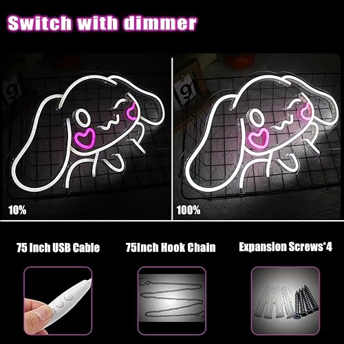 Miniatura 2 de Cinnamoroll - Letrero de neón de anime para decoración de pared, luz LED Cinnamoroll, decoración de habitación, luz de neón japonesa, regalo para