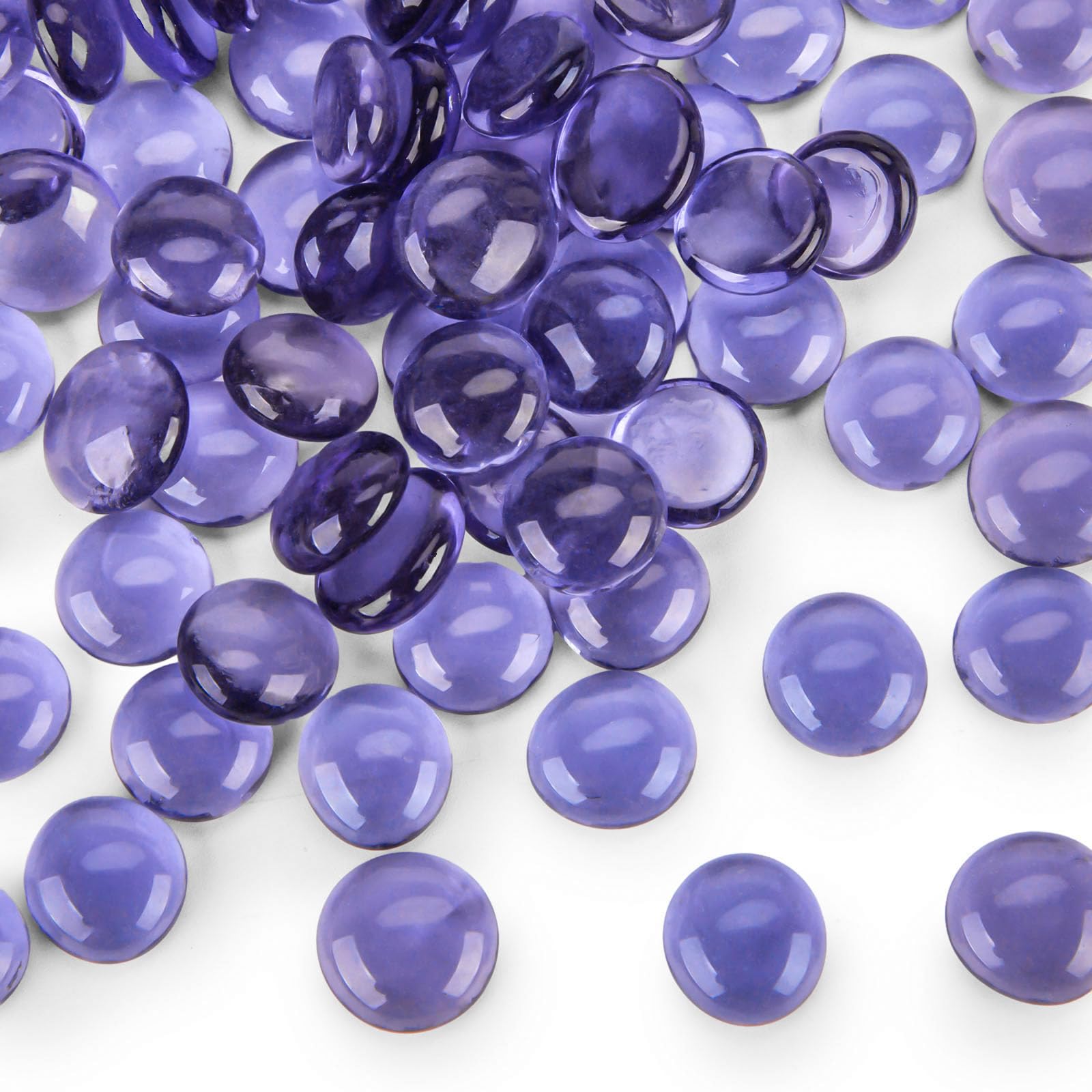 FUTUREPLUSX 1 LB Purple Glass Beads, Flat Marbles for Vase Fillers