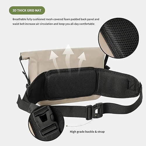 Miniatura 6 de Riñonera impermeable enrollable, cangurera de pesca con correa ajustable, bolsa de aparejos ligera multifuncional para deportes al aire libre,