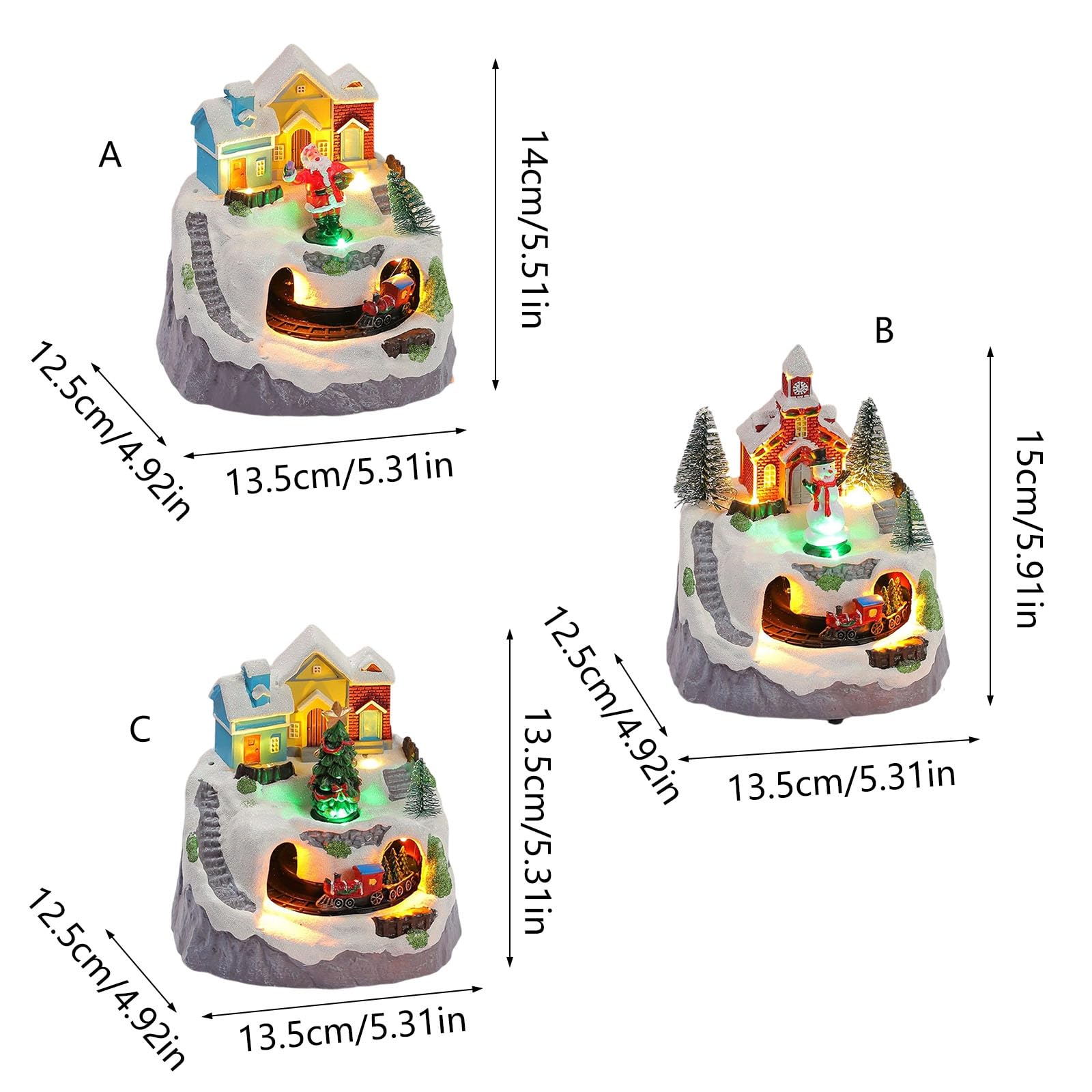 PANGBOER Scena Musicale Animata delle Case del Villaggio Natale con Figurine da Collezione Babbo Natale/Albero Rotante Decorazione Natalizia Decorazioni per la casa Statuetta delle Case del Villaggio