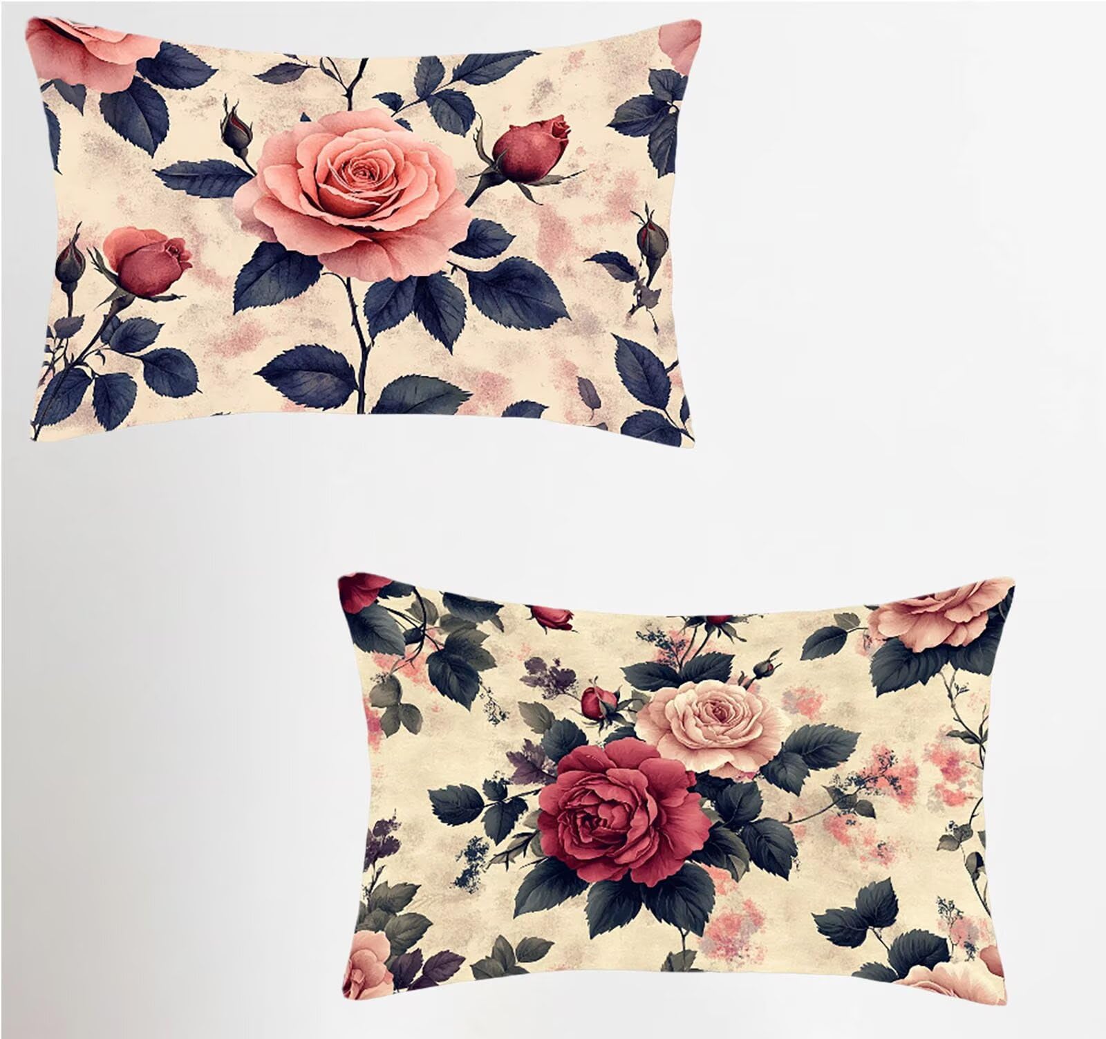Taie oreiller 50x70 lot de 2 housses de coussin rectangulaire en velours rose