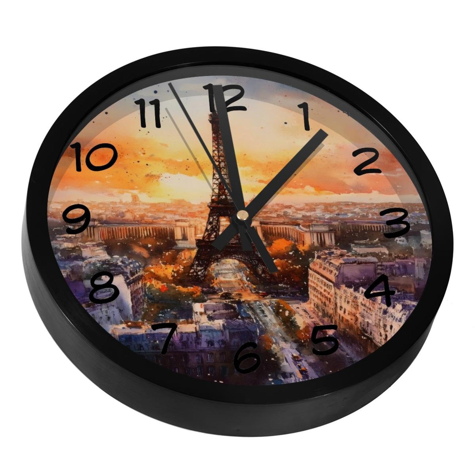 Horloge murale sans tic-tac Paris Tour Eiffel pour dormir sans bruit dans votre chambre