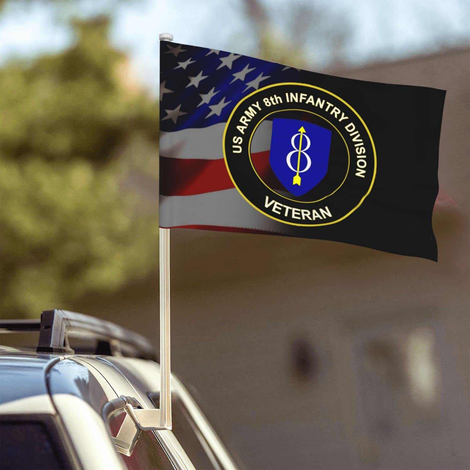 US Army 8th Infantry Division Veteran 100% Polyester Fabric With Printing For Indoor Outdoor Decoration